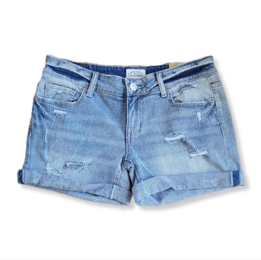 Aeropostale Jean Shorts Blue Denim Boyfriend Distressed Junior Size 5/6 …